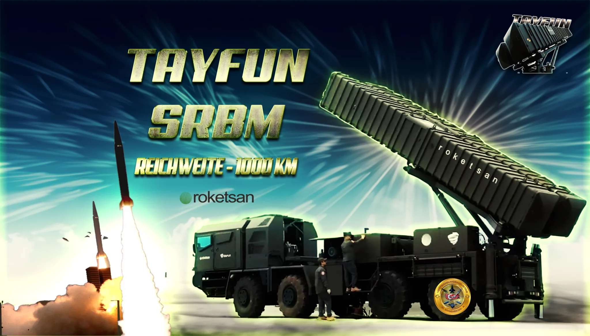 Стартовий комплекс балістичної ракети малої дальності (SRBM) Tayfun. Візуалізація Roketsan