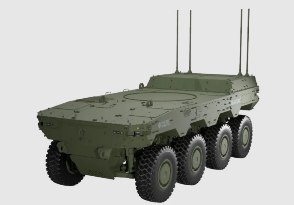 Безекіпажна наземна колісна платформа HAVOC 8×8 RCV. Візуалізація Milrem Robotics