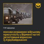 Країна-агресор розширює військову присутність у Вірменії на тлі загострення відносин із Азербайджаном — ГУР
