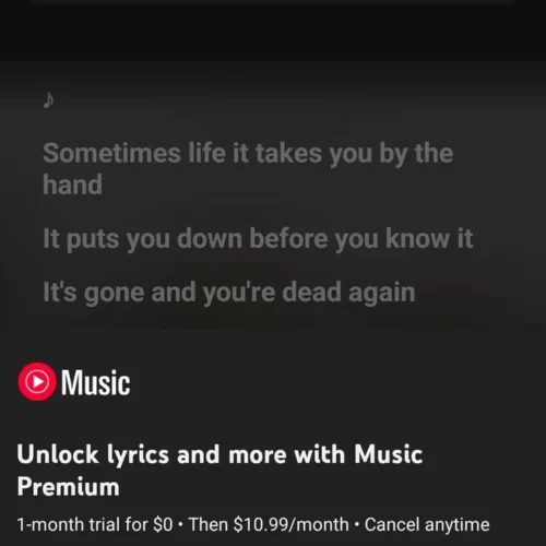 Тексти пісень у YouTube Music стануть доступними лише для Premium-користувачів
