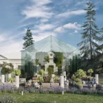 Скляна тераса в історичній будівлі. Це візуалізації реновації садиби Карницьких від YOD Group