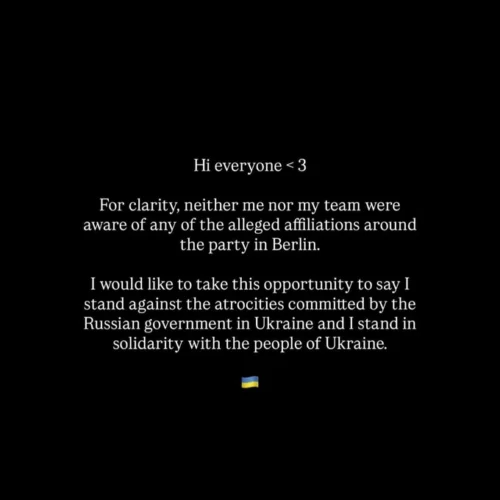 Агентство росіянки влаштувало афтерпаті у Берліні. Співачка Charli XCX заявила, що «не знала про зв’язки з росіянами»