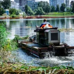 На озері Кирилівському почали прибирати очерет, що ввібрав нафтопродукти після атаки РФ
