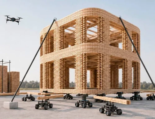 Foster + Partners створять роботів, які будуватимуть дерев’яні будинки «зверху вниз»