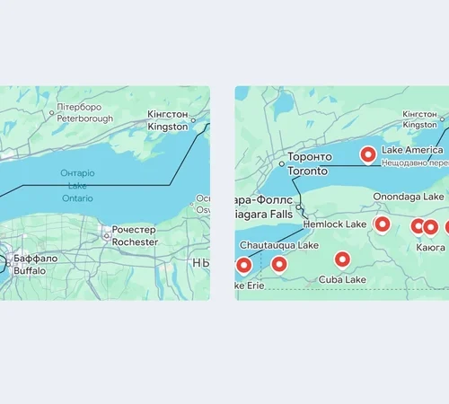 Google Maps перейменував озеро Онтаріо на «озеро Америка» для користувачів у США